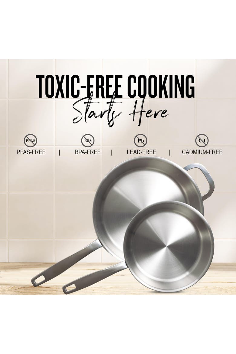Maestro 5-Ply Stainless Steel Frying Pan with Lid, Alternate, color, 8 inch