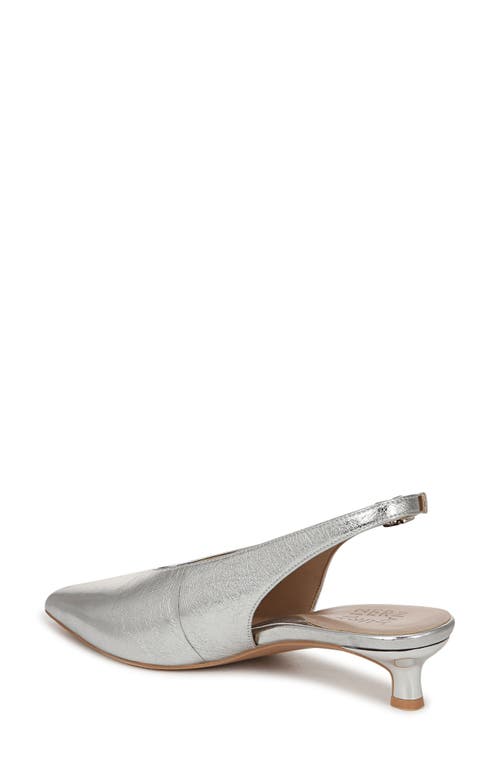 Naturalizer Nicolette Slingback Pointed Toe Kitten Heel Pump In Silver