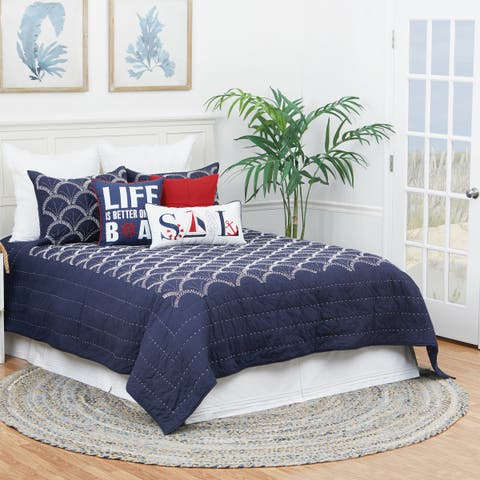 Scallop Cotton Quilt Set  - Reversible and Machine Washable