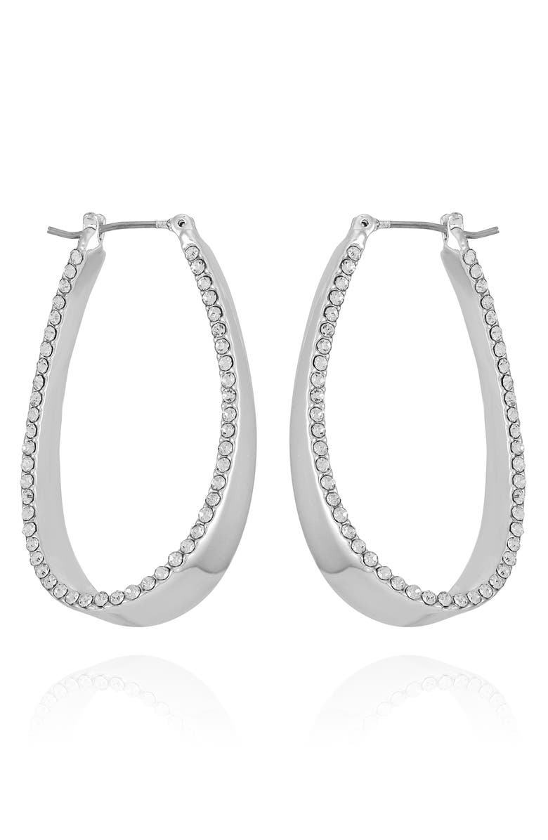 Vince Camuto Scoop Pavé Drop Earrings, Main, color, Silver Tone