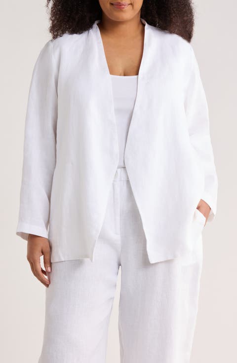 Open Front Organic Linen Jacket (Plus)