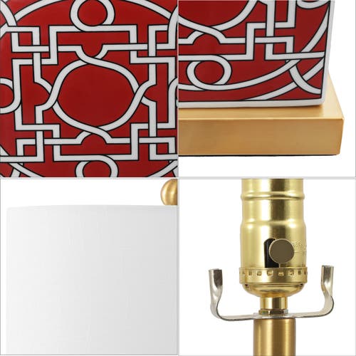 JONATHAN Y JONATHAN Y CATHERINE MODERN TRANSITIONAL CERAMIC/METAL SQUARE GINGER JAR LED TABLE LAMP 