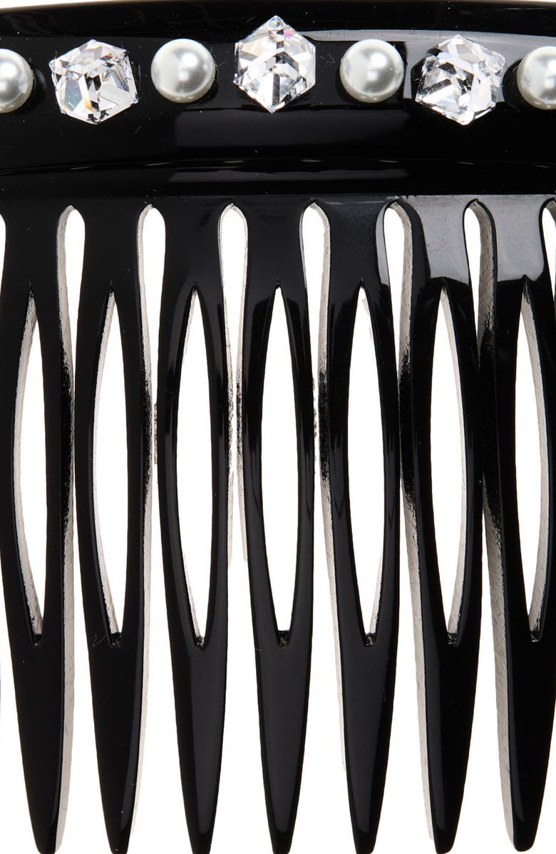 Alexandre de Paris Crystal & Faux Pearl Hair Comb, Alternate, color, Black