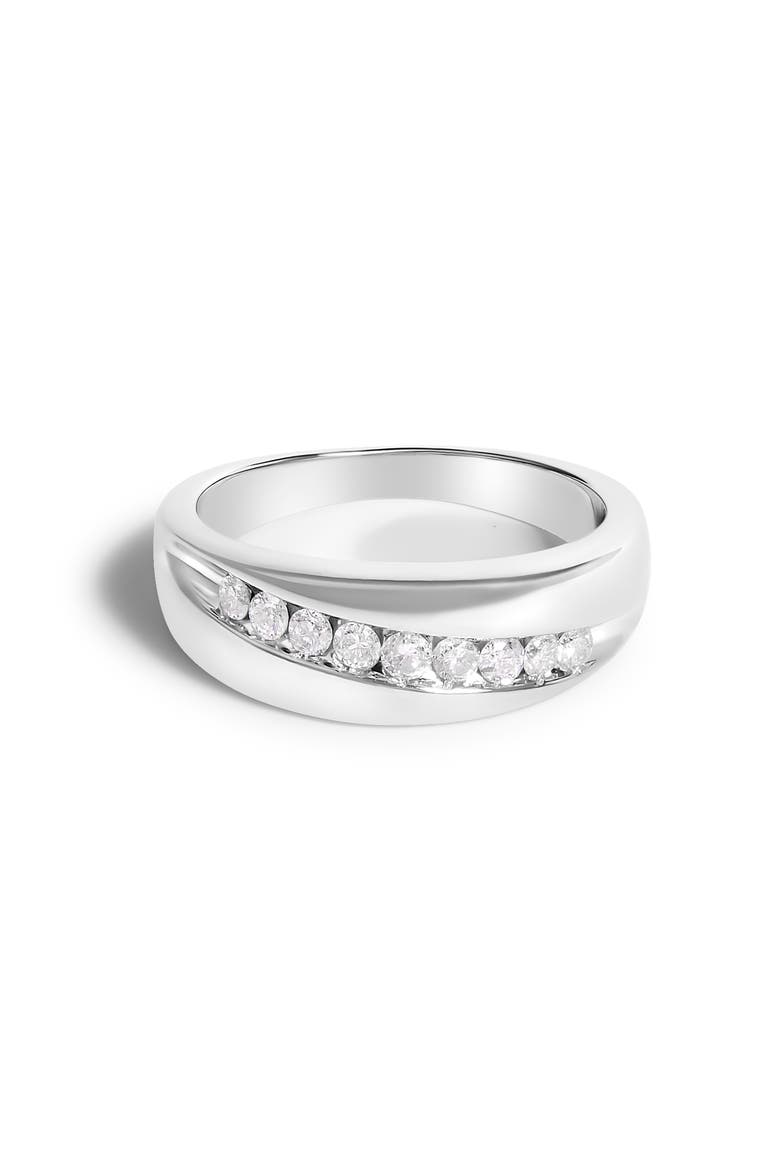Men's Silver 1/2 Cttw Diamond 9 Stone Band Ring, Main, color, White