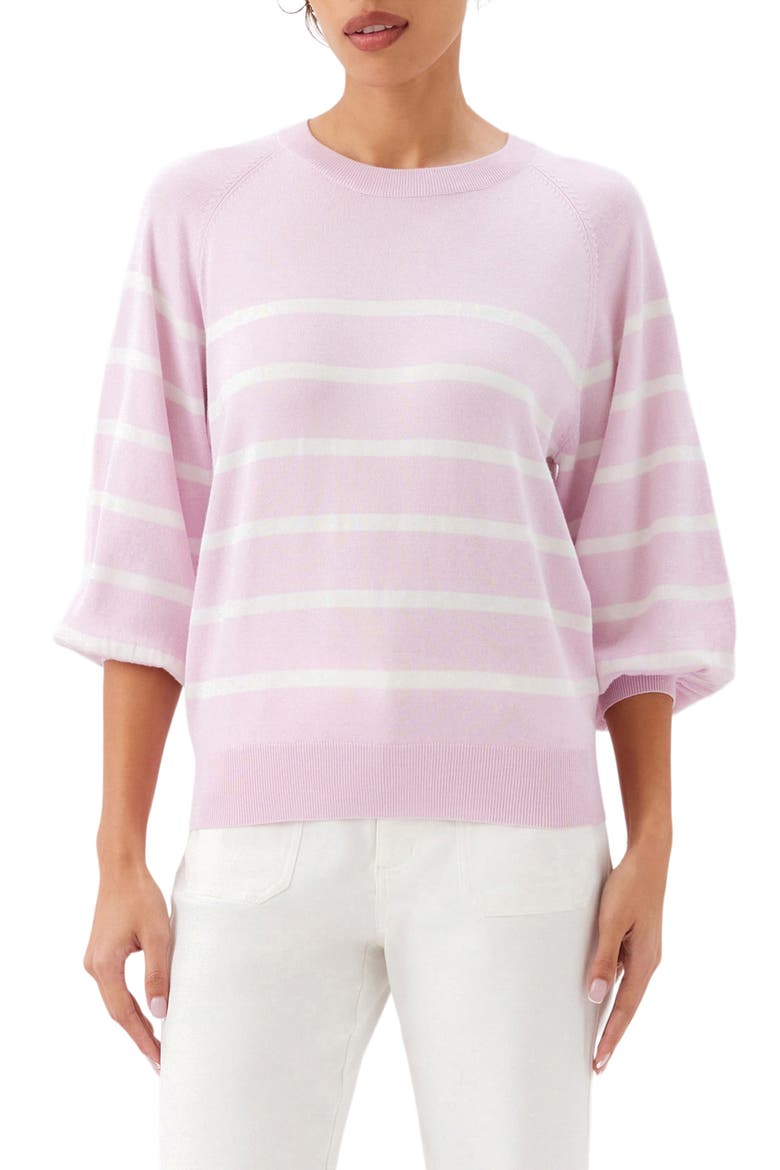 Placed Stripe Sweater, Main, color, ROSE/ OFF WHITE