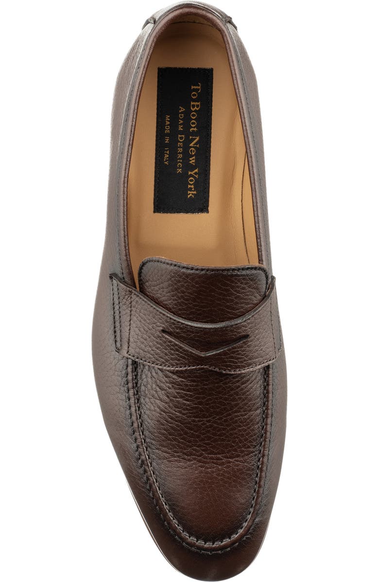 TO BOOT NEW YORK Merritt Pebbled Leather Penny Loafer, Alternate, color, Dark Brown