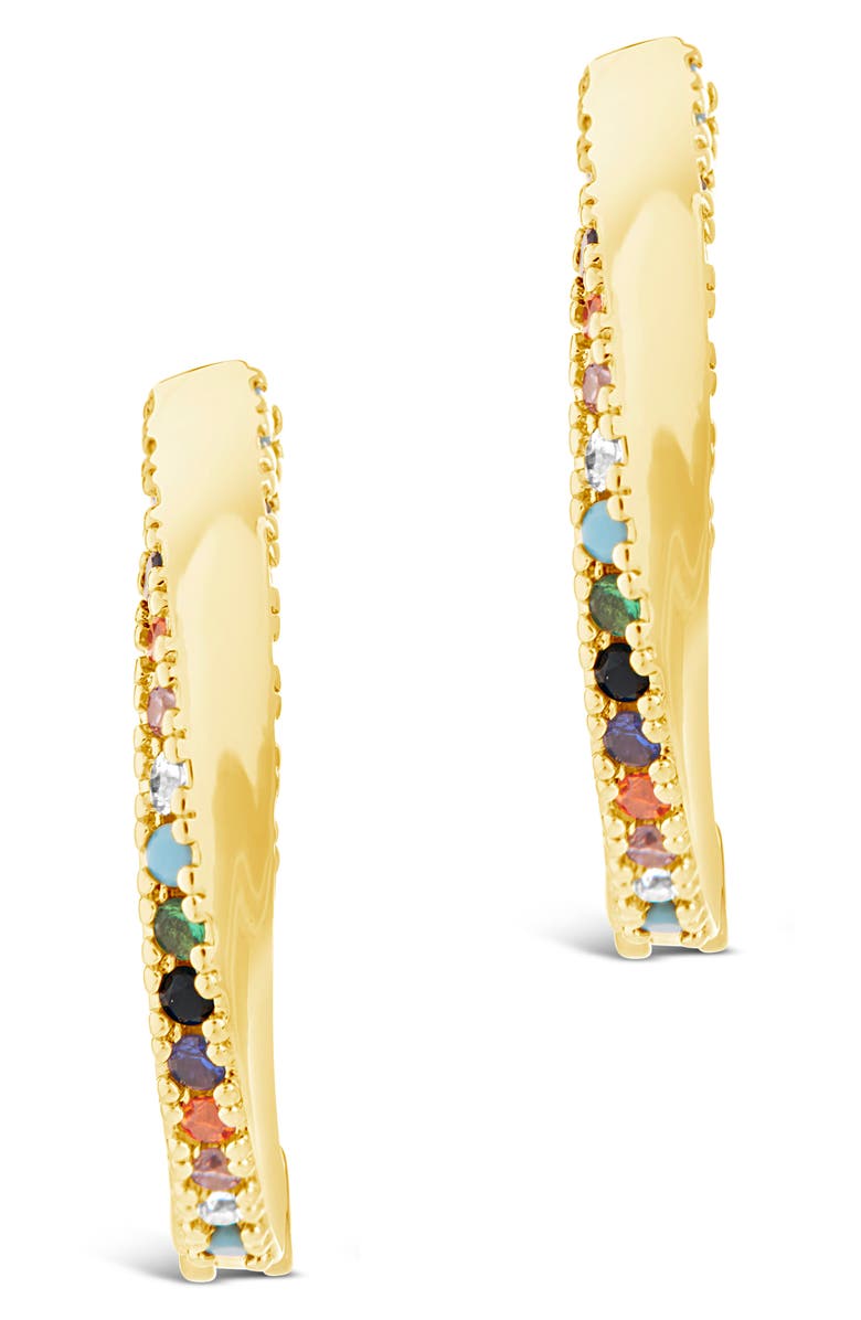 Sterling Forever Rainbow CZ Micro Hoop Earrings, Alternate, color, 