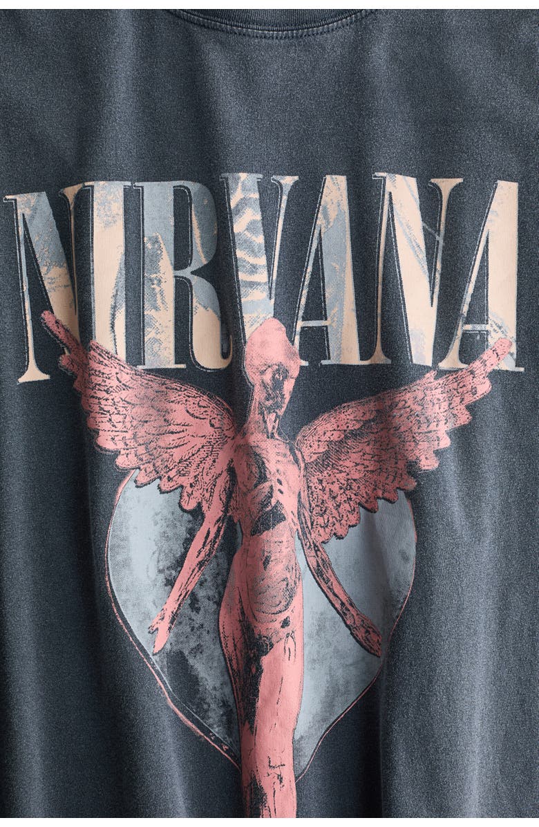 H&M Oversized t-shirt with printed motif, Alternate, color, Dark Gray/Nirvana