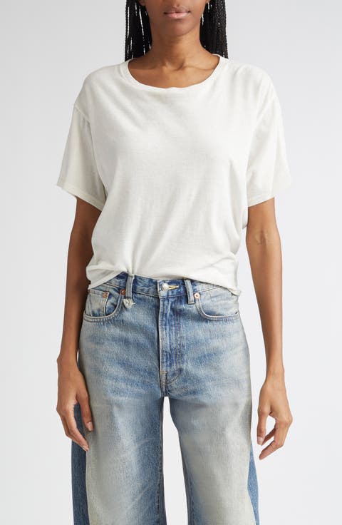 Tight Waist Cotton & Cashmere T-Shirt