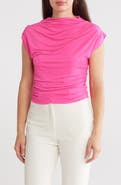 Renee C Cap Sleeve Ruched Crop Top