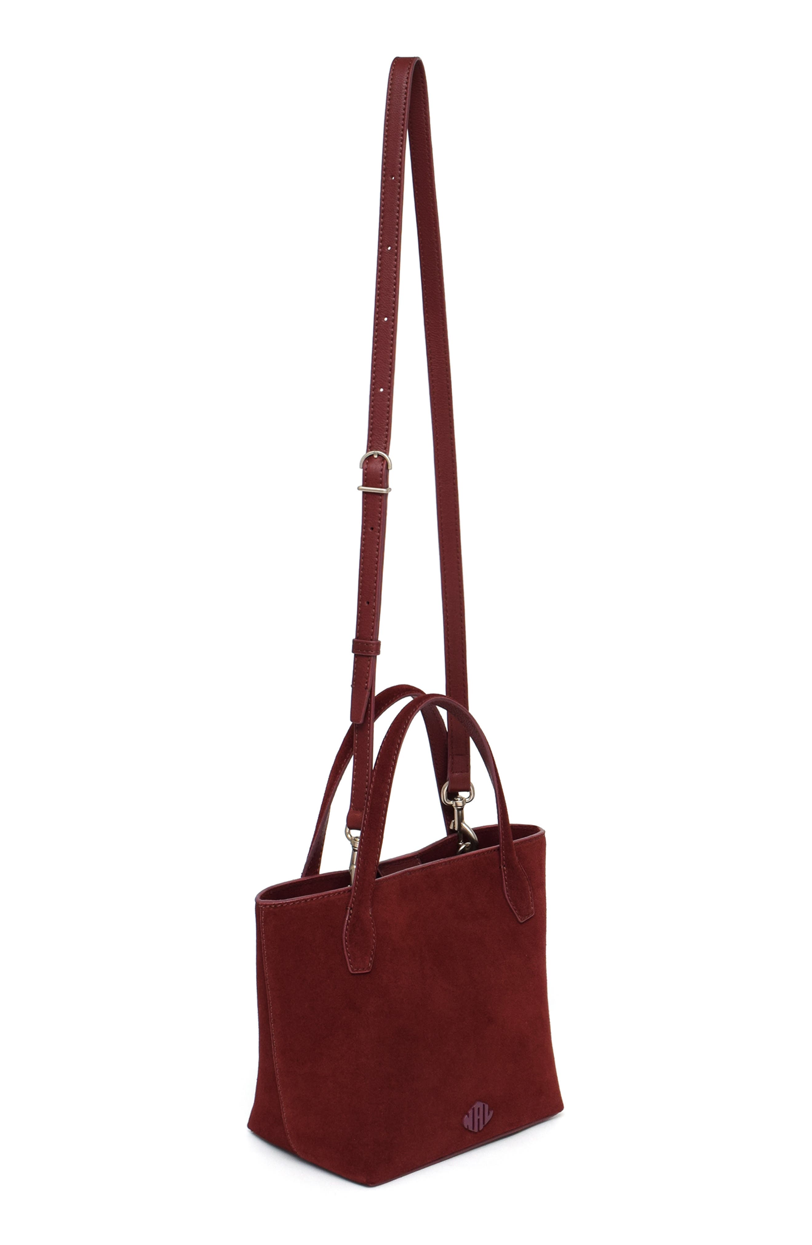 New Amsterdam Leatherworks Asher Suede Crossbody Tote Bag, Alternate, color, Claret