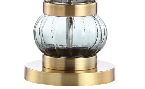 Jonathan Y Linna 27.5" Glass/metal Table Lamp, Smoked Gray/brass Gold In Smoked Gray/brass Gold