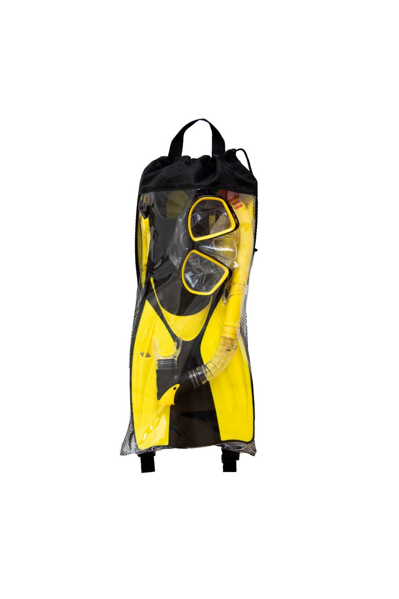 Thermotech Mesh Bag Snorkeling Set, Fin Sizes 9-11, Main, color, Multicolored