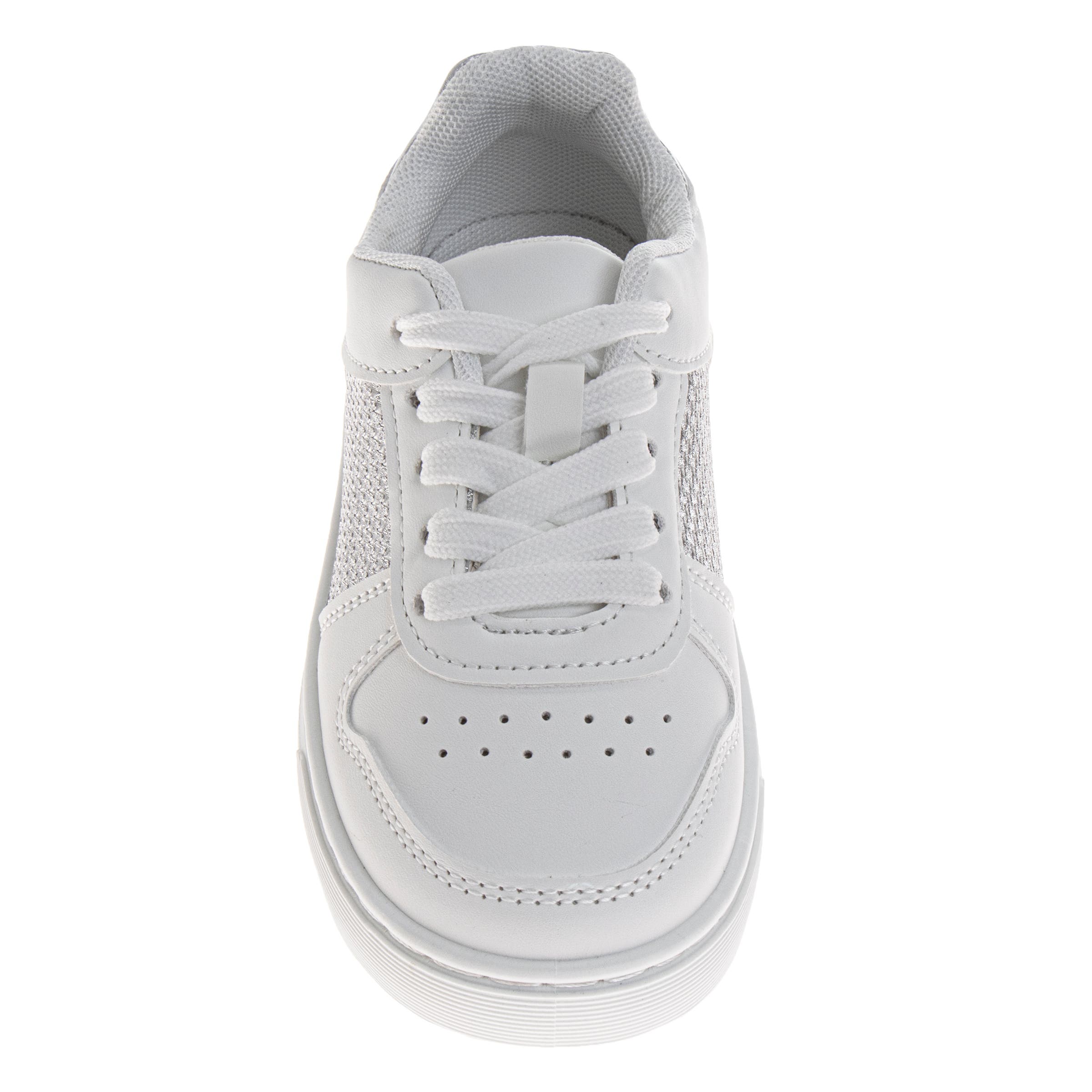 Kensie Girl Lace-Up Casual Sneakers, Alternate, color, White/Silver