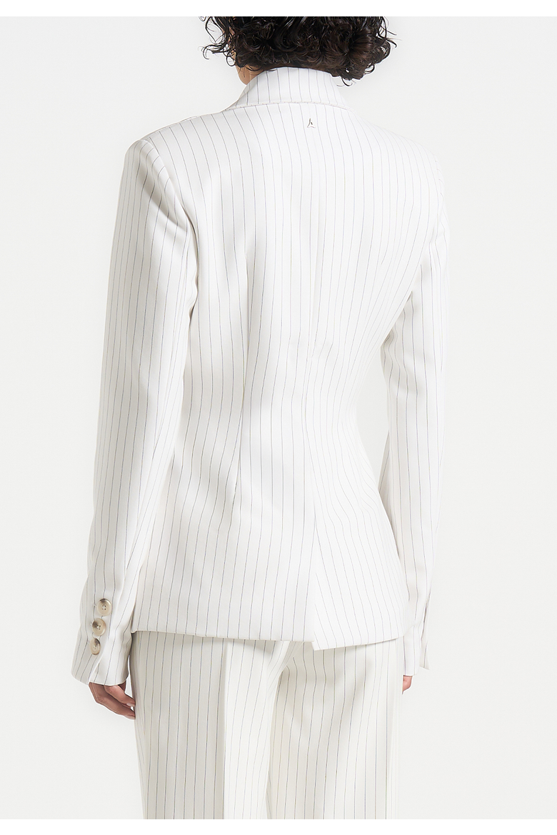 Maia Structured Pinstripe Blazer, Alternate, color, White