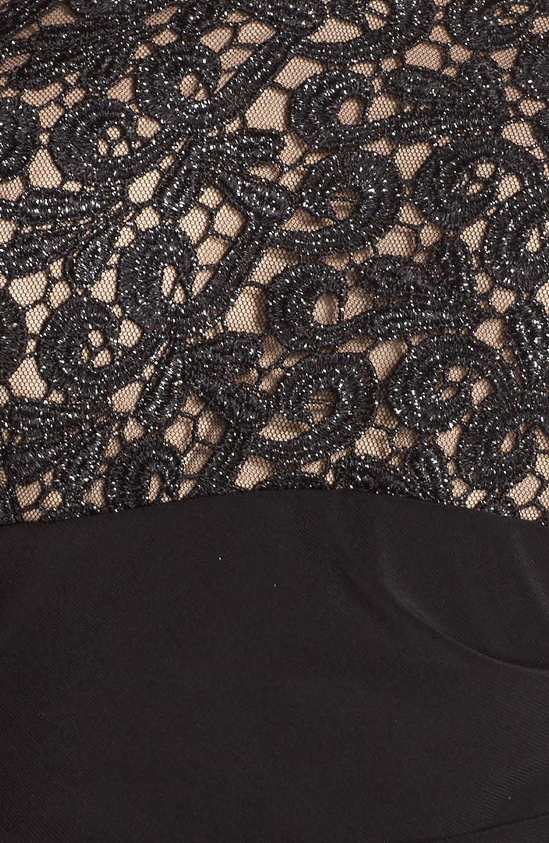 Xscape Evenings Xscape Lace & Jersey Off the Shoulder Sheath Dress, Alternate, color, 