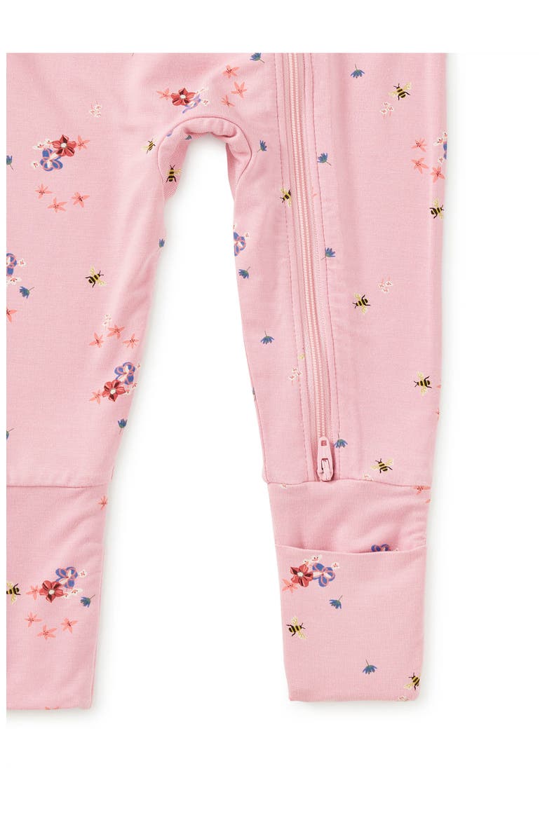 Footed Baby Romper, Alternate, color, Busy Bees & Flowers