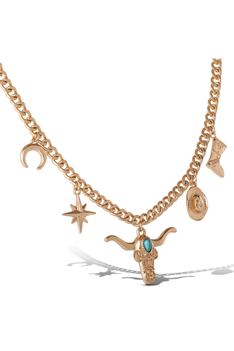 Celestial Charm Necklace, Alternate, color, Gold