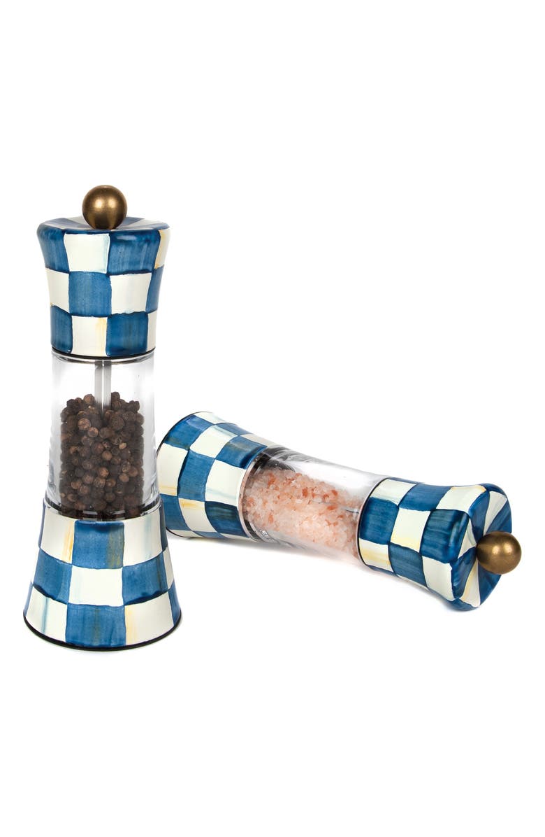 MACKENZIE CHILDS Royal Check Enameled Steel Grinder, Alternate, color, Blue/ White