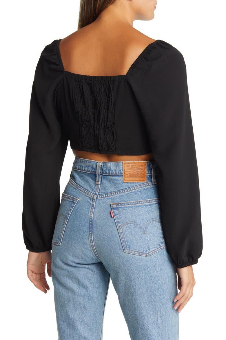 Saga Sweetheart Neck Crop Top, Alternate, color, BLACK