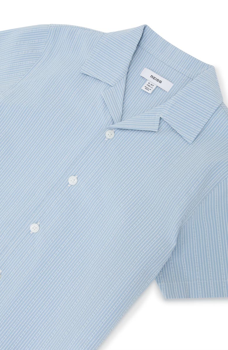 Reiss Kids' Pyrus Stripe Button-Up Camp Shirt, Alternate, color, Blue