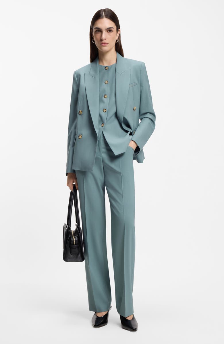 BOSS Tilda Pleat Wide Leg Pants, Alternate, color, Reef