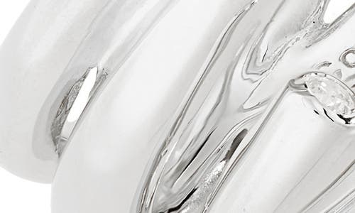 Completedworks Coil Cubic Zirconia Ring In Silver Plated