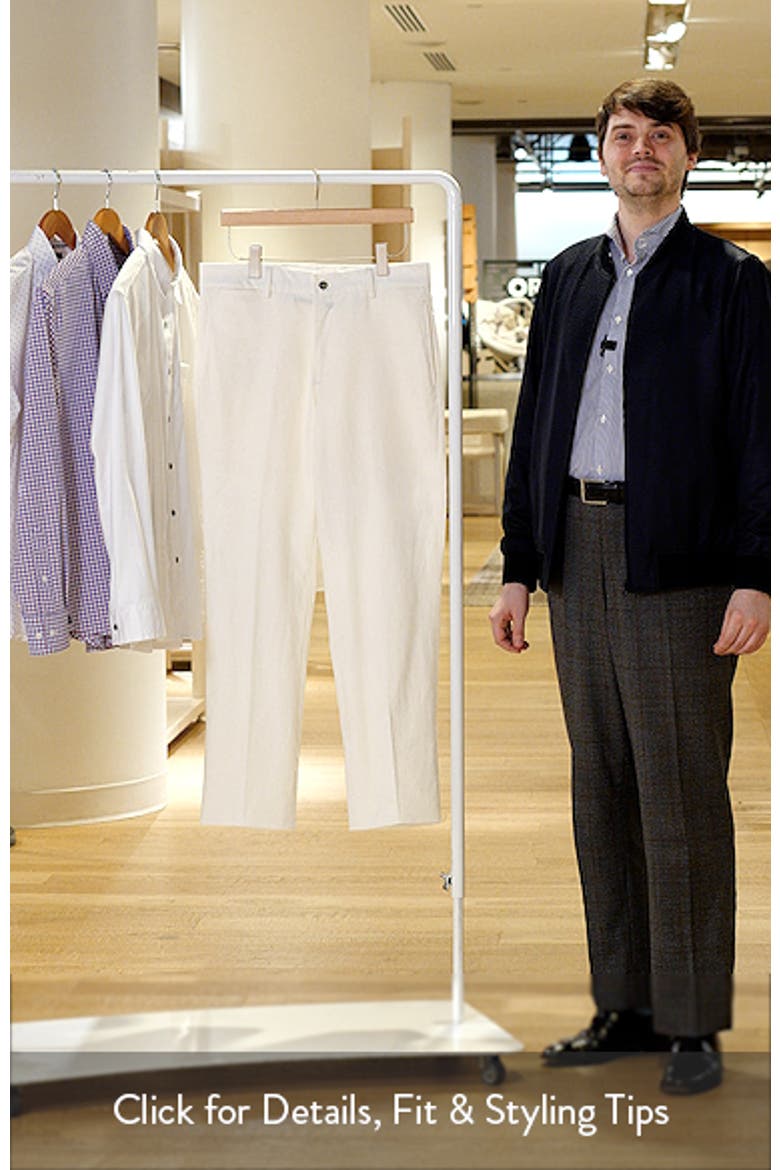 Pleated Cotton & Linen Straight Leg Pants video