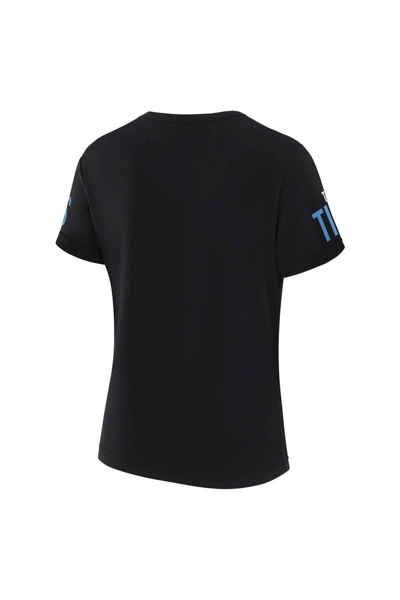 Women's WEAR by Erin Andrews x Gracie Hunt Black Tennessee Titans Draft Me Lace-Up T-Shirt, Alternate, color, Black
