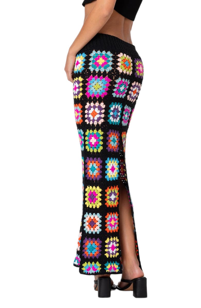 EDIKTED Patchwork Crochet Maxi Skirt, Alternate, color, 
