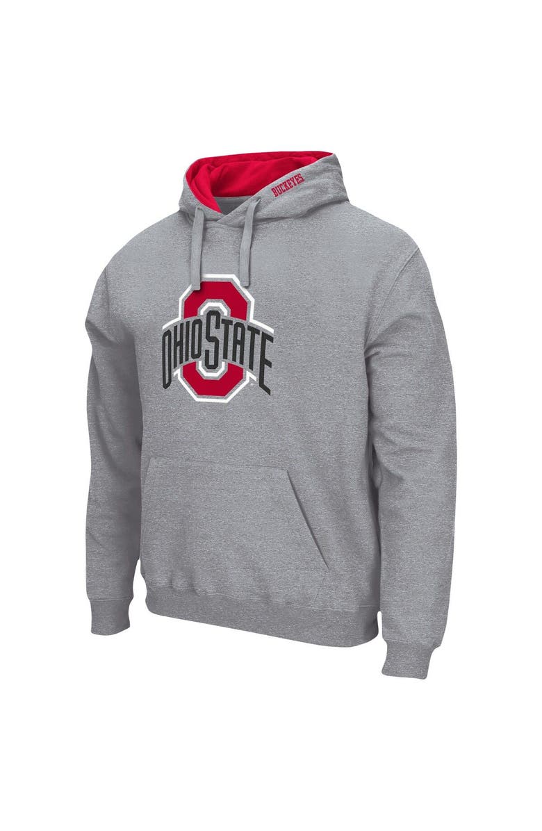 COLOSSEUM Men's Colosseum Heather Gray Ohio State Buckeyes Arch & Logo 3.0 Pullover Hoodie, Alternate, color, Heather Gray