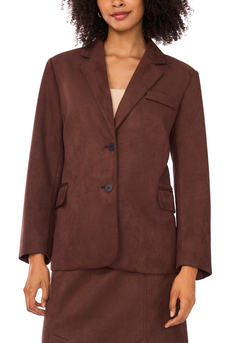 Faux Suede Blazer, Alternate, color, CHOCOLATE