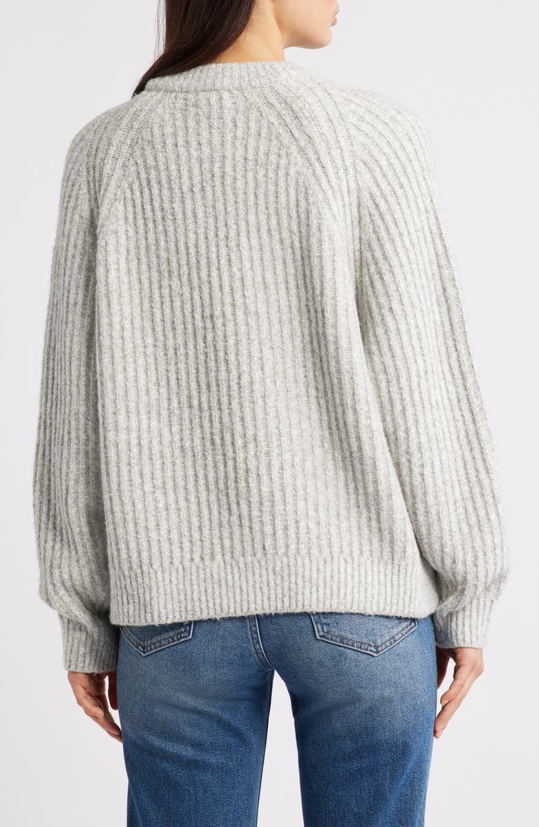 Madewell Rib Cotton Blend Sweater, Alternate, color, Hthr Dusk Grey Marl
