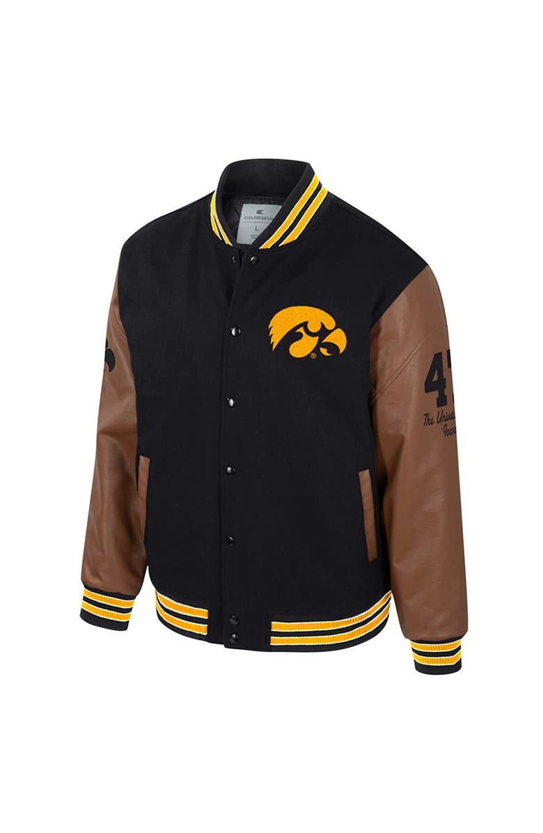 COLOSSEUM Men's Colosseum  Black Iowa Hawkeyes Letterman Full-Snap Varsity Jacket, Alternate, color, 