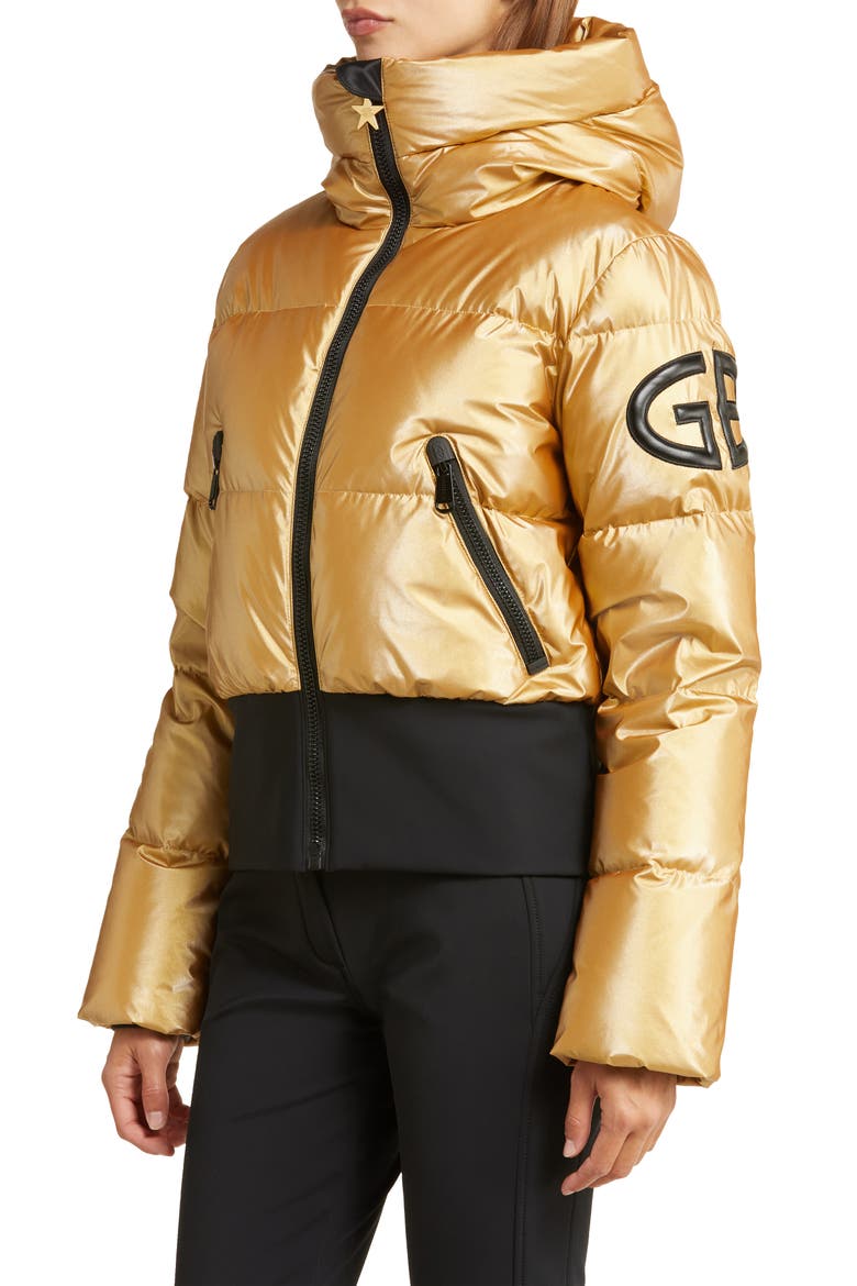 Bombardino Hooded Waterproof Down Puffer Jacket, Alternate, color, GOLD