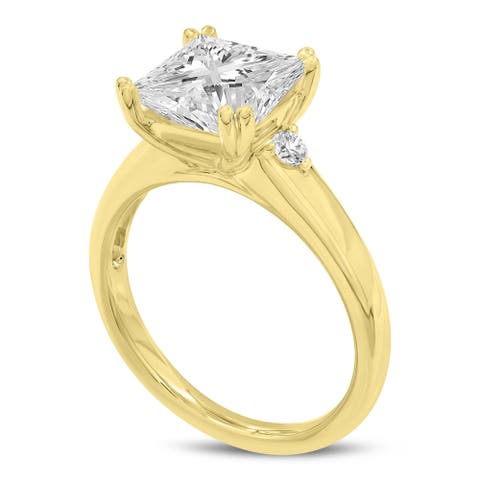 Antoaneta 14K Yellow Gold Princess Cut Lab Grown Diamond Engagement Ring - 3 Ct