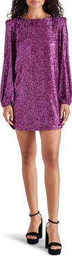 Steve Madden Sequin Long Sleeve Shift Minidress