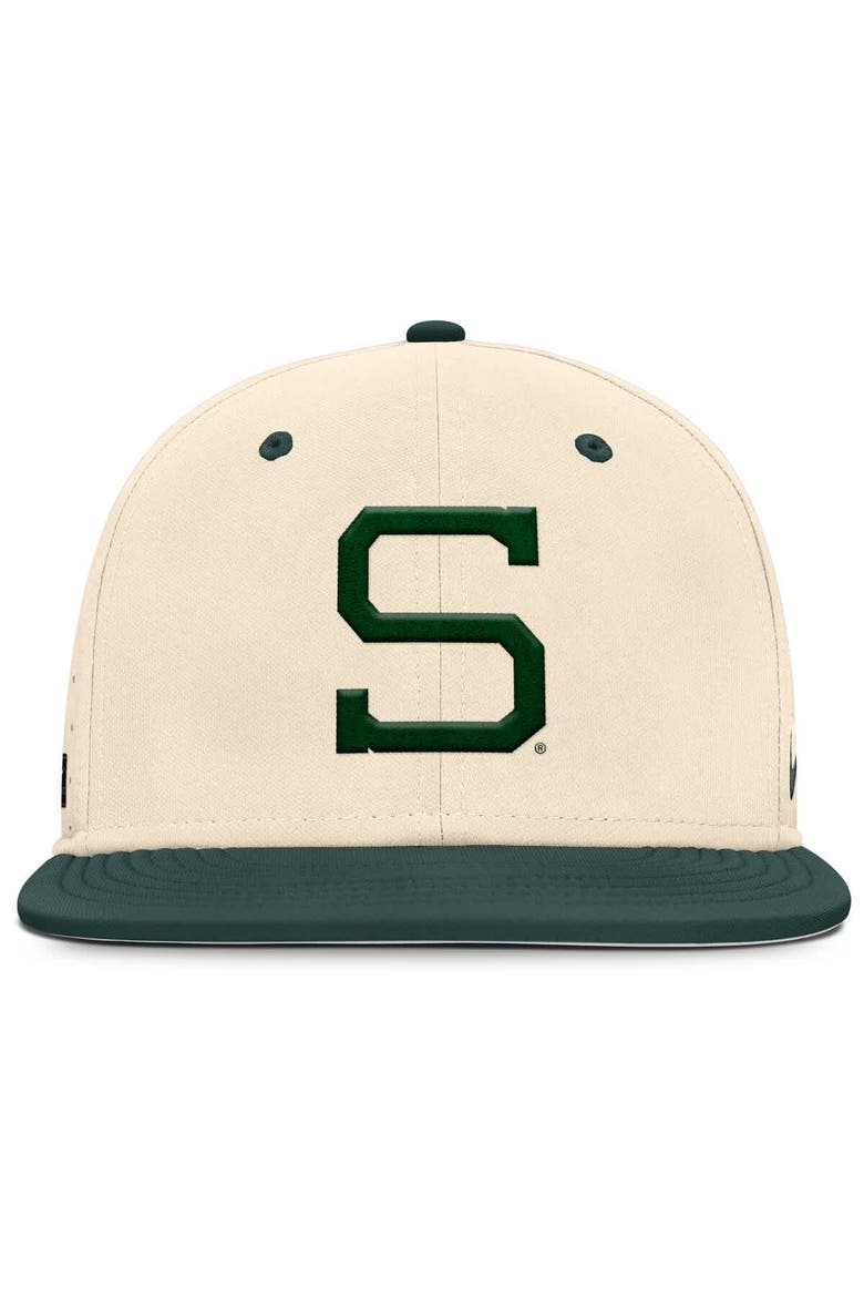 Men's Nike Natural Michigan State Spartans On-Field Dugout True Performance Fitted Hat, Alternate, color, Natural