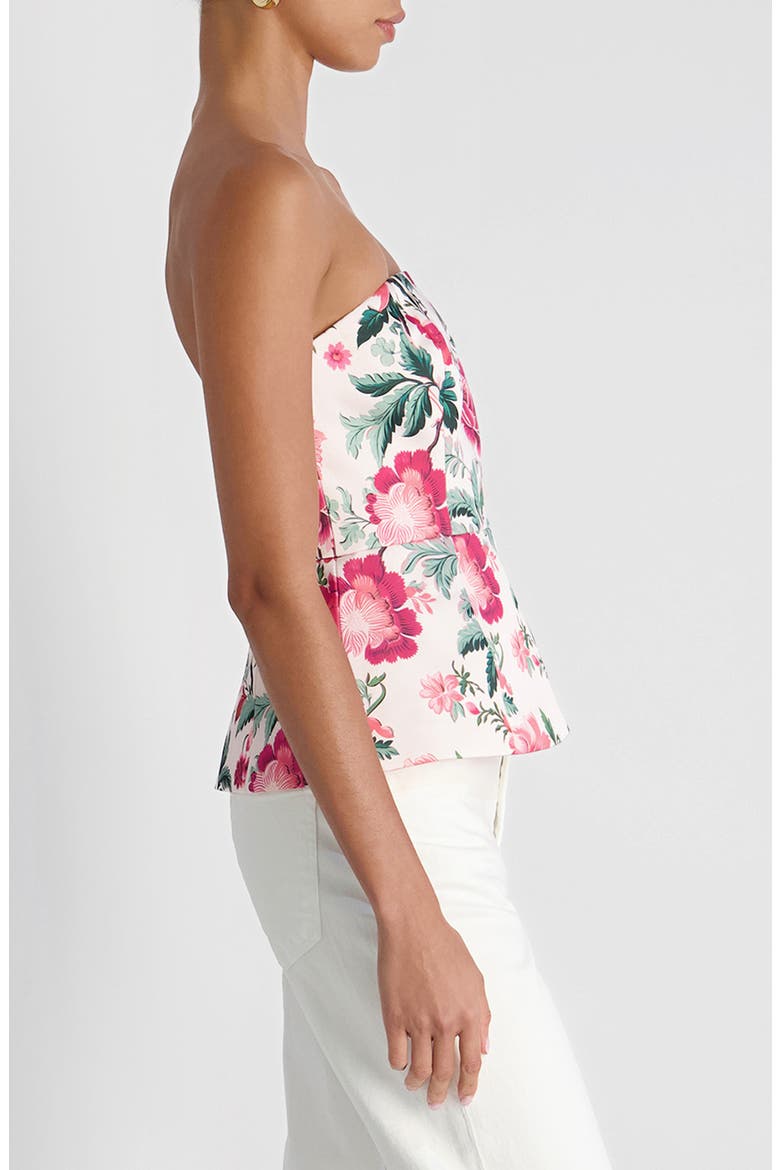 Christa Print Strapless Peplum Satin Top, Alternate, color, PINK ICING