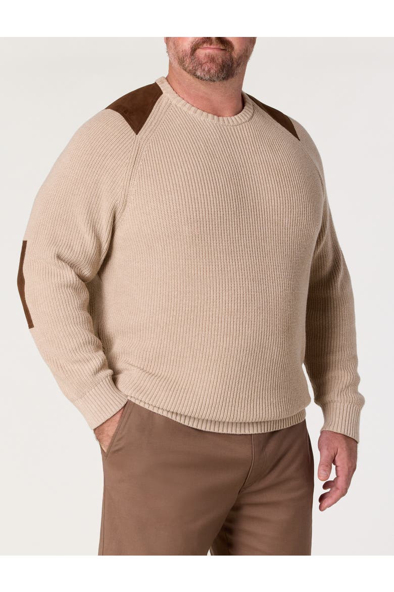Big & Tall Crewneck Patch Sweater, Main, color, OATMEAL HEATHER