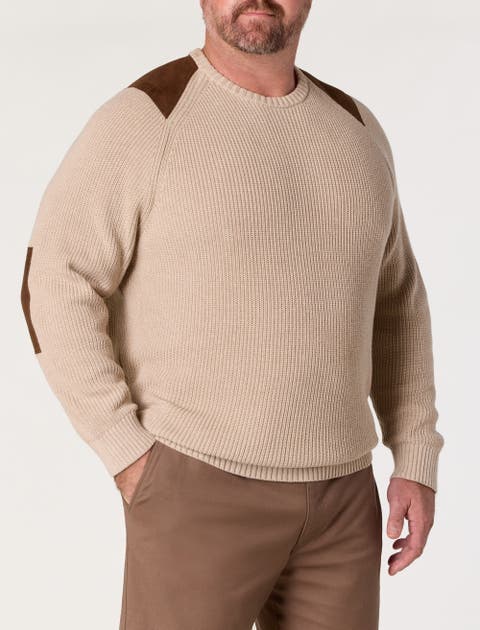 Big & Tall Crewneck Patch Sweater