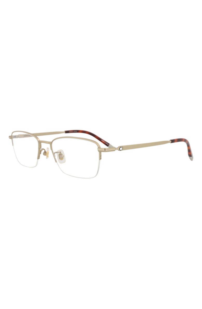 Montblanc 54mm Square Optical Glasses, Alternate, color, Gold Transparent