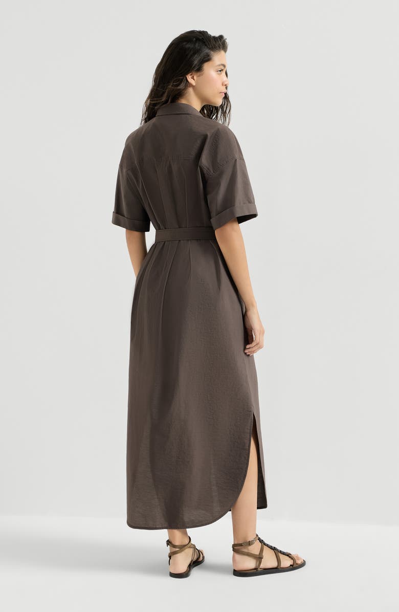 Brunello Cucinelli Dress with dazzling seabed embroidery, Alternate, color, Brown