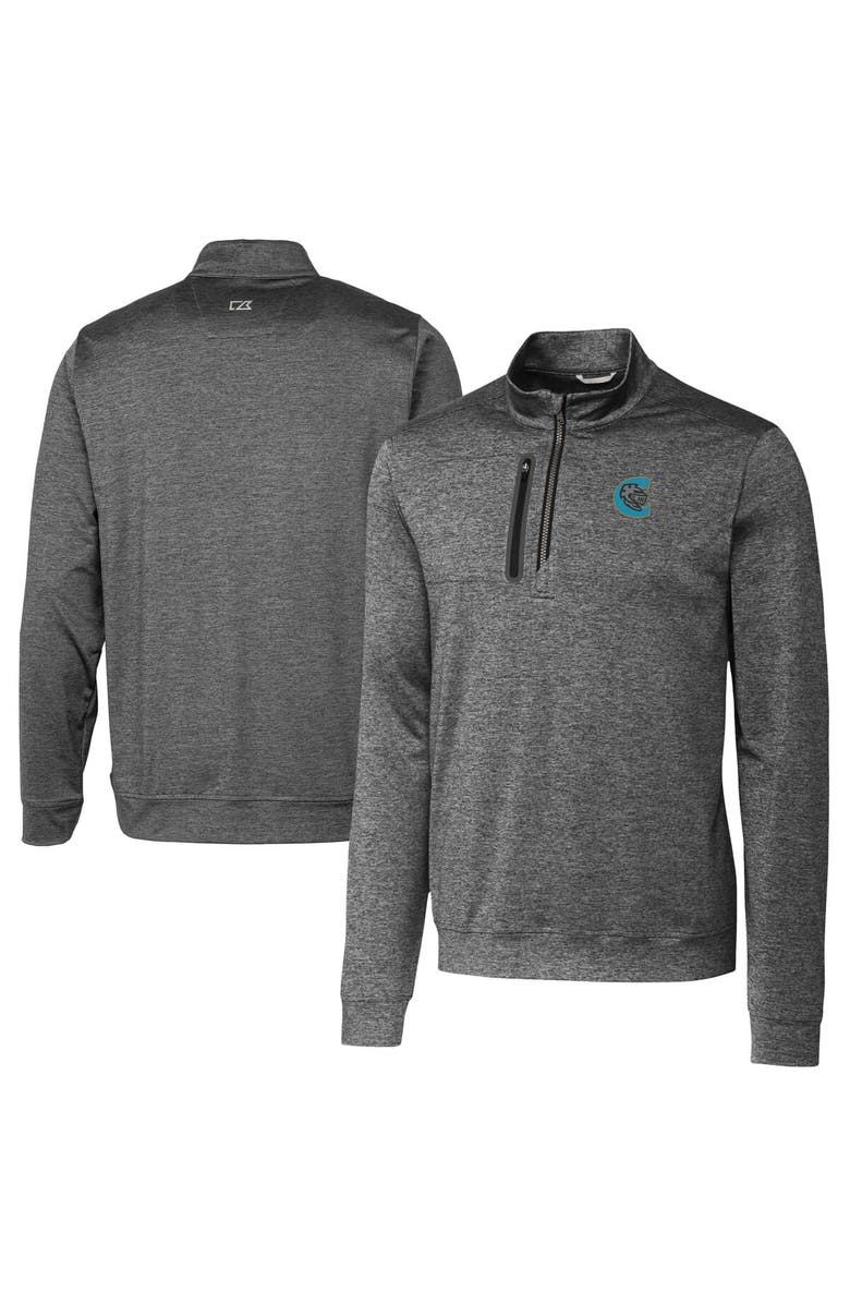 Cutter & Buck Men's Cutter & Buck  Gray Charlotte Knights Big & Tall Stealth Heathered Quarter-Zip Pullover Top, Main, color, 