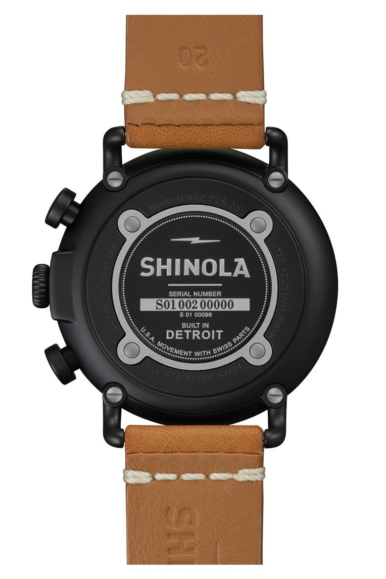 'The Runwell Chrono' Leather Strap Watch, 41mm, Alternate, color, NATURAL/ BLACK