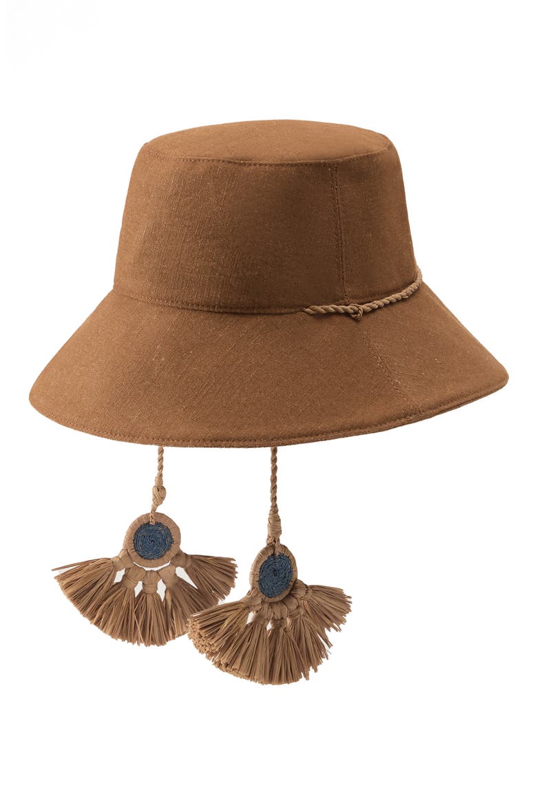 Isla Cotton & Linen Blend Bucket Hat, Alternate, color, NUTSHELL