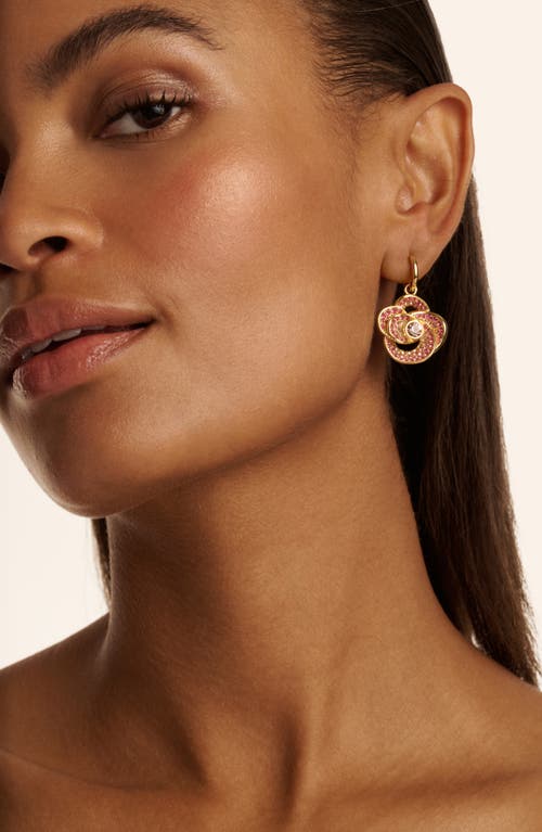 Ted Baker Florence Crystal Flower Huggie Earrings In Gold Tone Pink Ombre Crystal