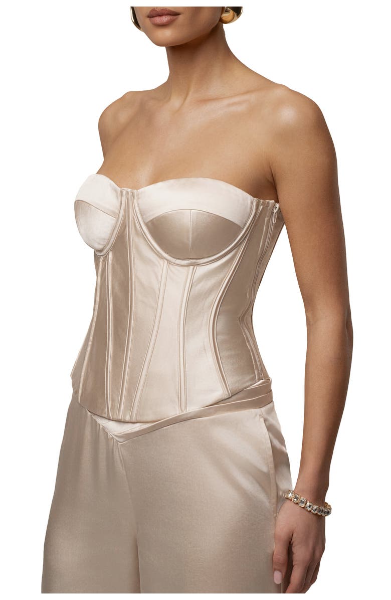 JLUXLABEL Adore Me Satin Corset, Alternate, color, Champagne