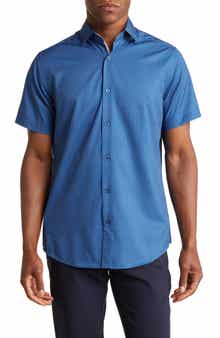 TOM BAINE Slim Fit Performance Short Sleeve Button-Up Shirt