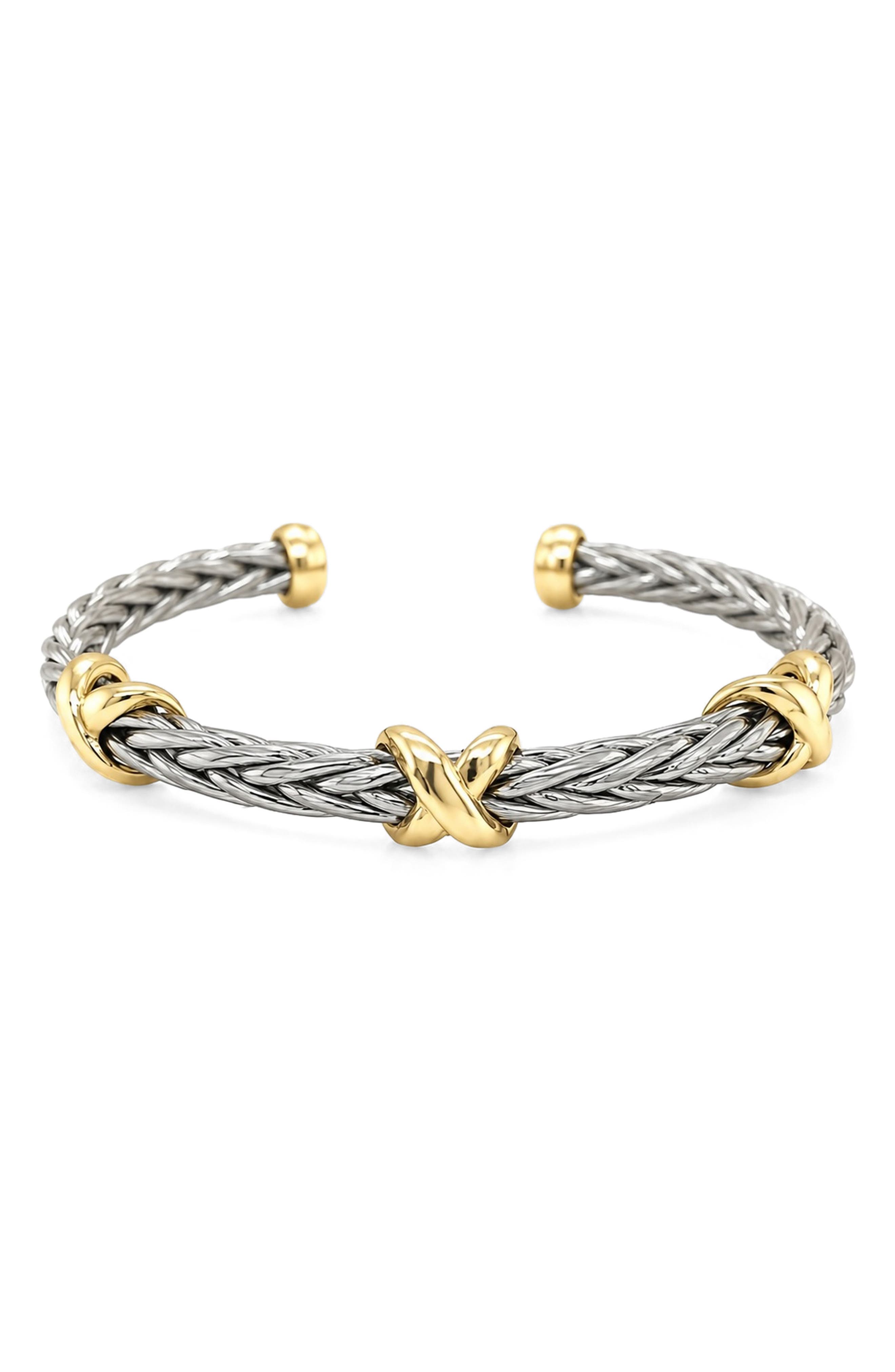 Two Tone Twisted Cable Cuff Bangle